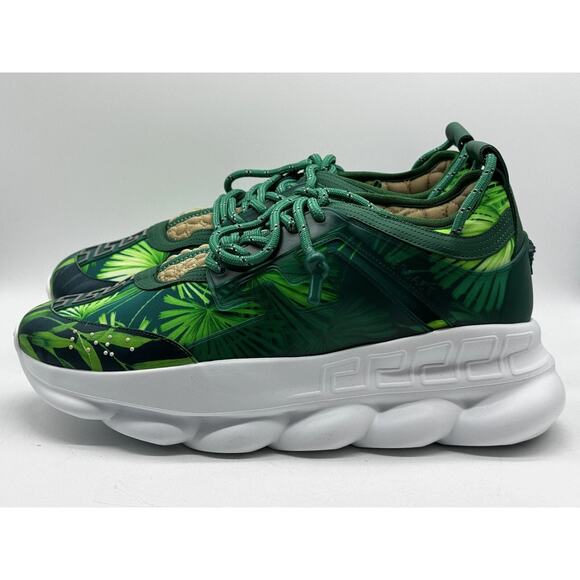 Versace Chain Reaction Sneaker Mens US 5 EU 38 Green Emerald DSU7071E - Picture 3 of 11